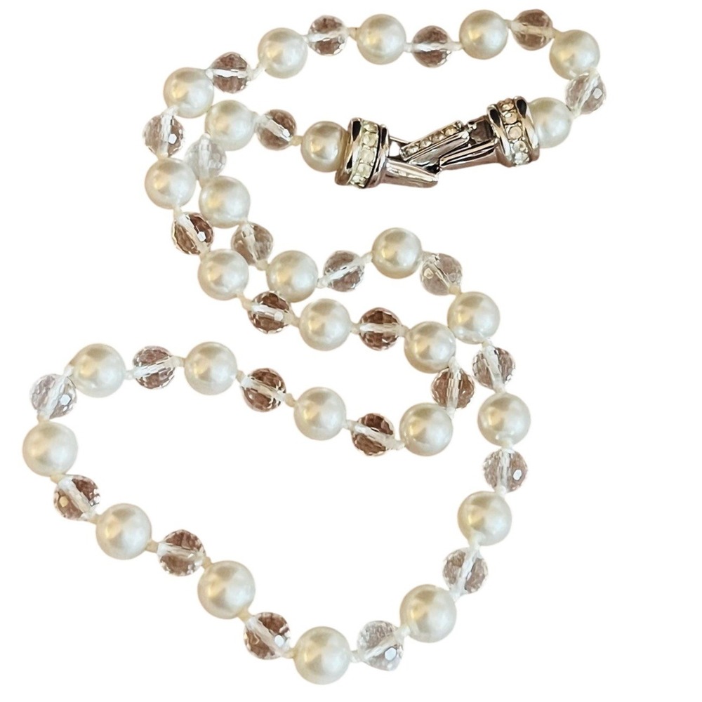 Swarovski Necklace VTG Signed Crystal Pearl Beaded Choker Rare Regal Classic 80s